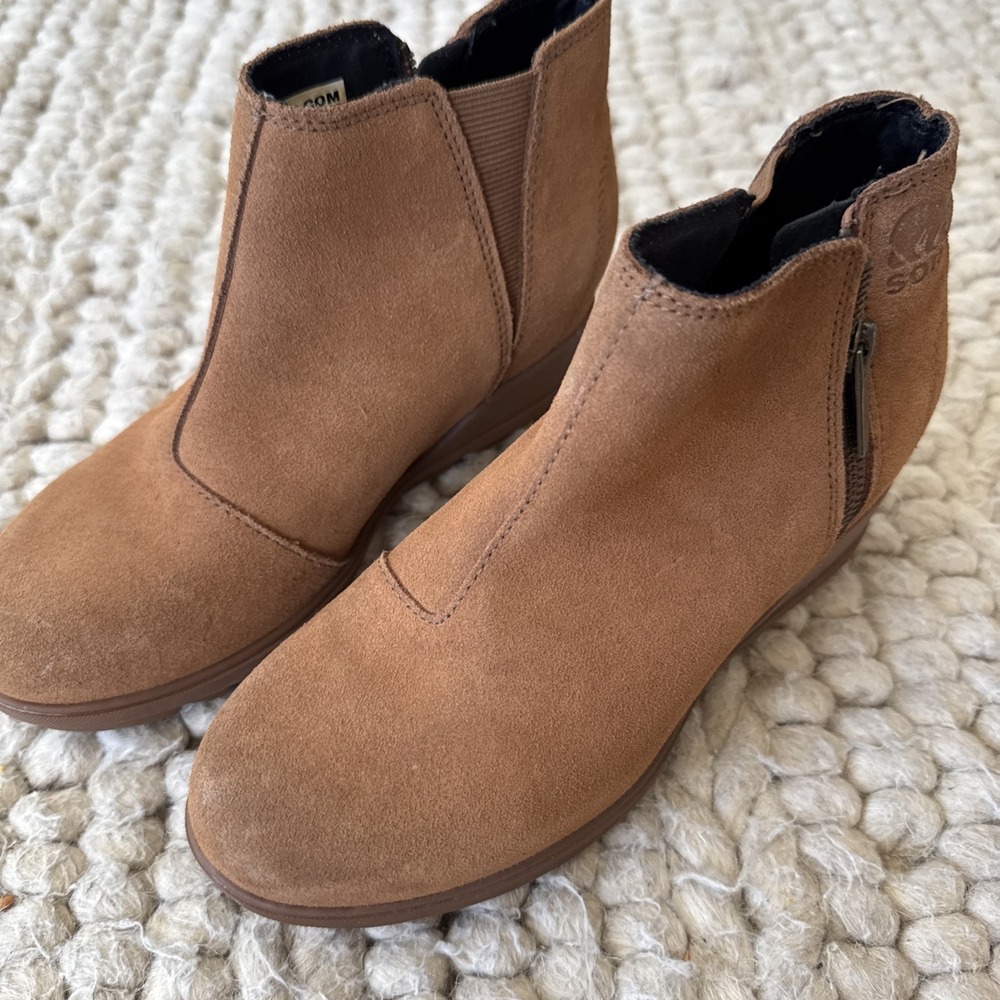 Sorel‎ Women's Carmel Ankle Boot 6.5 Brown Leather Suede